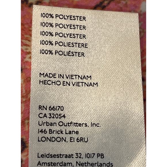 Free People Marion Pink Printed Silky Crop Split Back Shirt Size 10 Floral - Picture 9 of 12